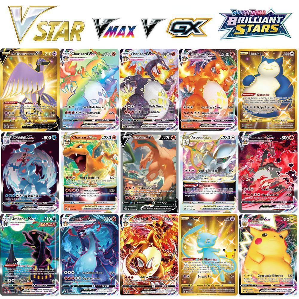 100 Pezzi Carte Pokemon Shining VSTAR GX EX VMAX MEGA TAG TEAM Energia Allenatore Charizard Pikachu Collezione Carta Battaglia S36