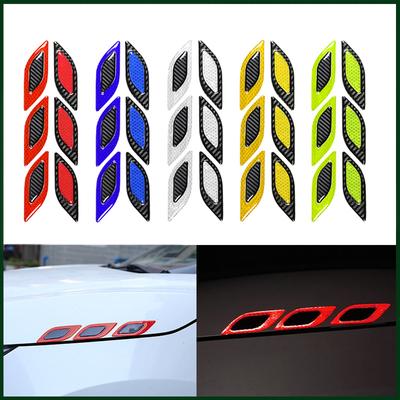 6PCS Car Fender Hood Bumper Reflective Decal Safety Warning Stripe Vehicle Protection Body Stickers Decor for Universal Auto