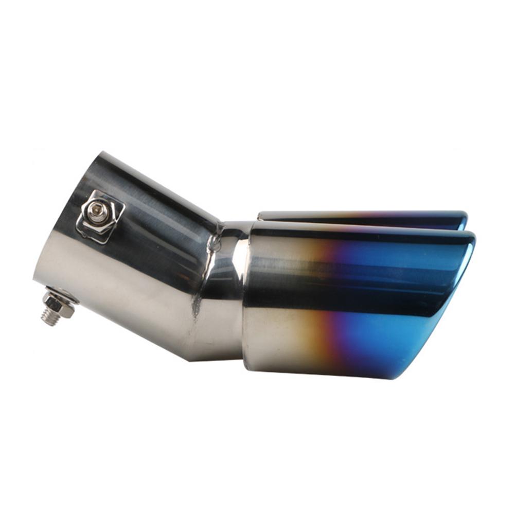 Tail Throat Tailpipe Dual Outlet Car Exhaust Muffler Tip Stainless Steel Car Oval Rear Exhaust Burnt Blue Car Round Accessories