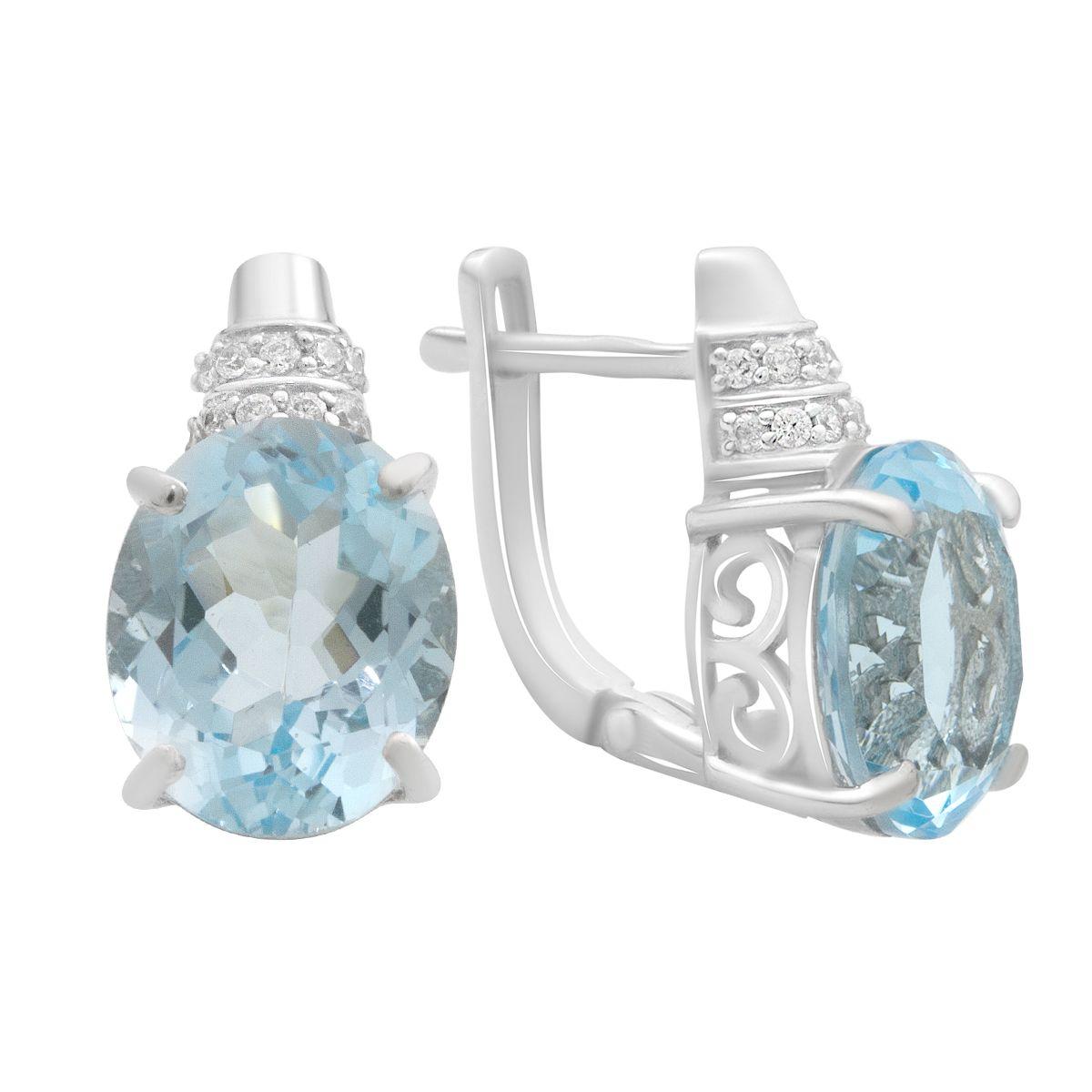 

Срібні сережки з натуральним топазом 11.672ct (2187790) небо синє світло кольору