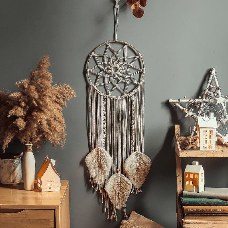 Handmade Indian Dream Catcher Feather Wind Chime - Creative Wall Hanging for Bedroom or Homestay Decoration