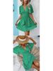 Summer Floral V-Neck Midi Dress with Pleated Skirt and Mid Sleeves