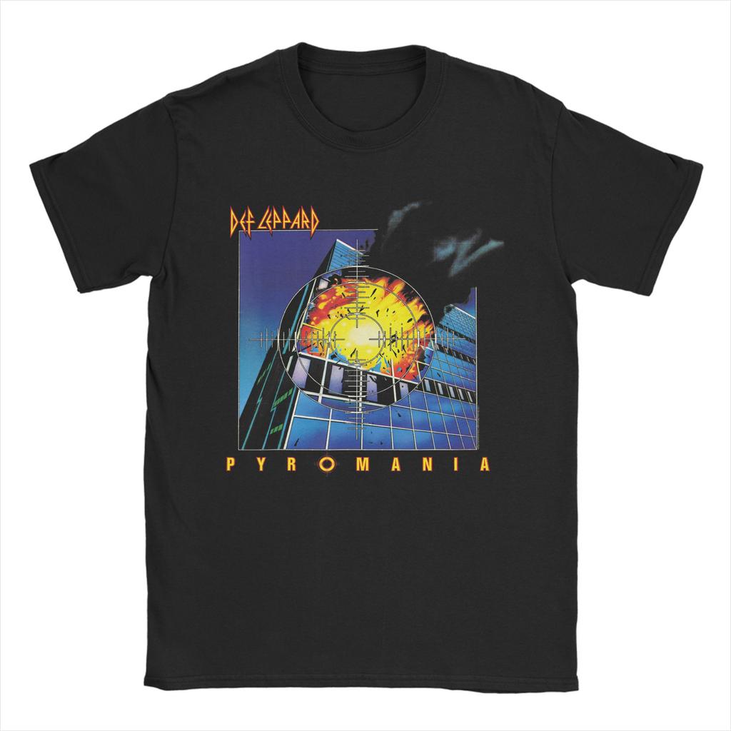 Def Leppard Hysteria TShirt for Men  Casual Pure Cotton Tee Shirt Crewneck Short Sleeve T Shirts Gift Clothing