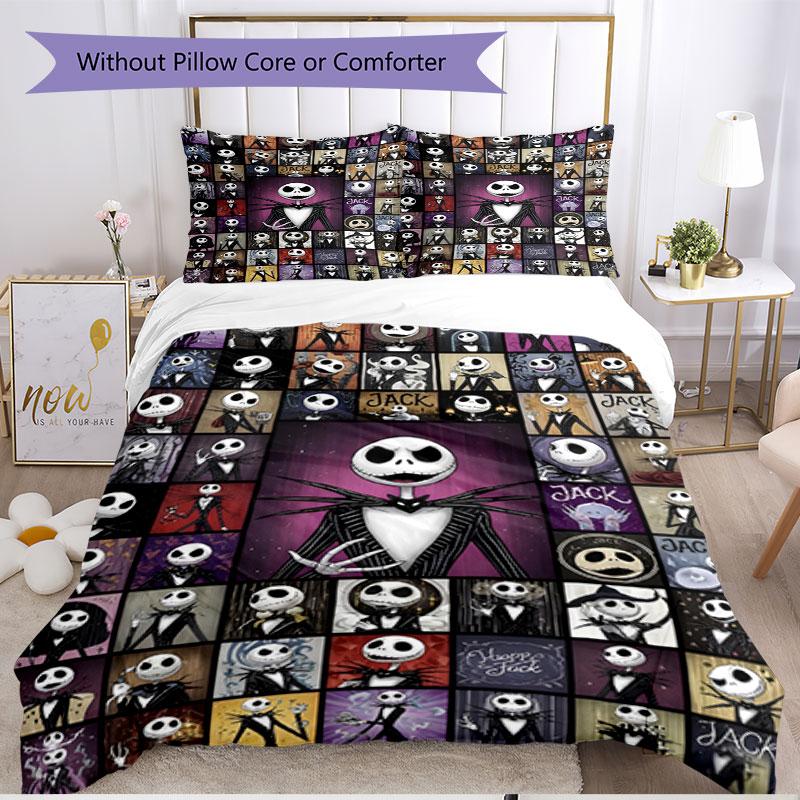 3pcs Duvet Cover Set (1*Duvet Cover + 2*Pillowcase, Without Core), The Nightmare Before Christmas Print Soft All‑Season Bedding Set, Home Bedroom Deco