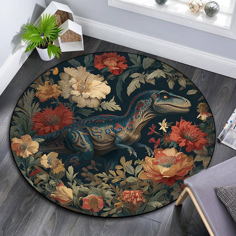 

Dinosaur Round Area Rug,Carpet Rug for Living Room Bedroom Sofa Playroom Decor,Non-slip Floor Mat 80cmx80cm