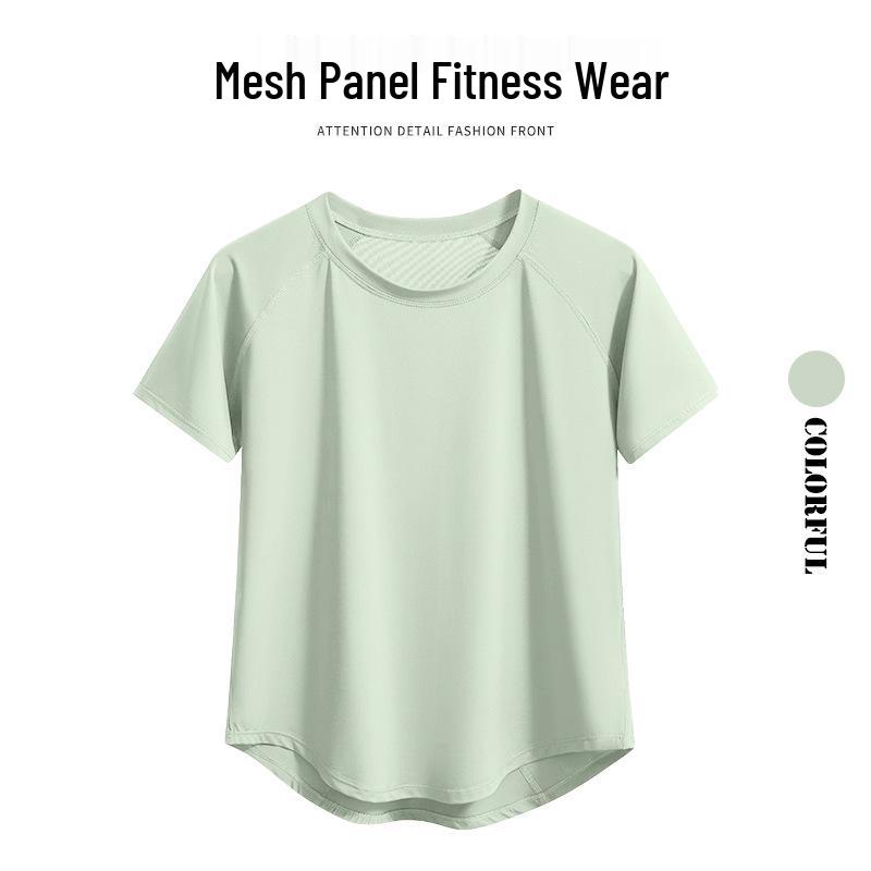 Women's Quick-Dry Mesh Yoga & Running Set: Breathable Short Sleeve Top