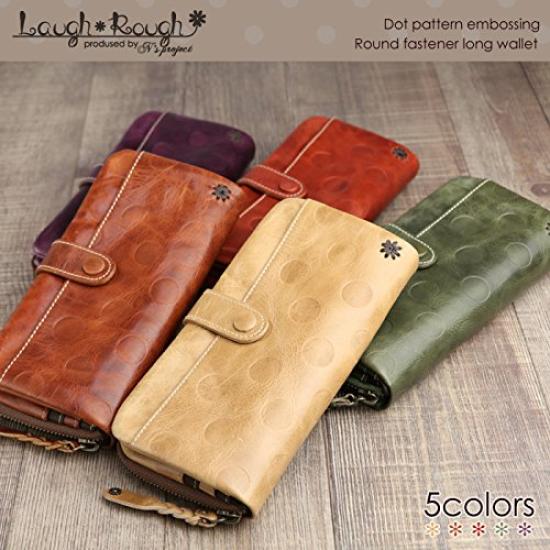 Raff Raff Green Dot Embossed Long Wallet Women's Zip-Around