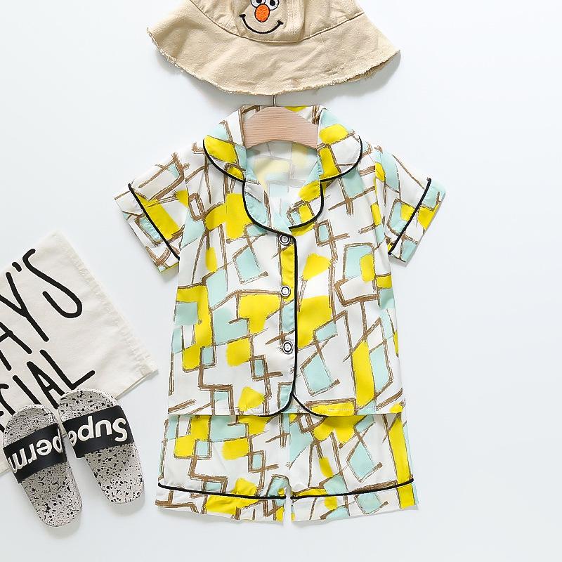 BB58 Mufurui Summer Kids' Silk Bear Cartoon Pajama Short Sleeve Two-Piece Set
