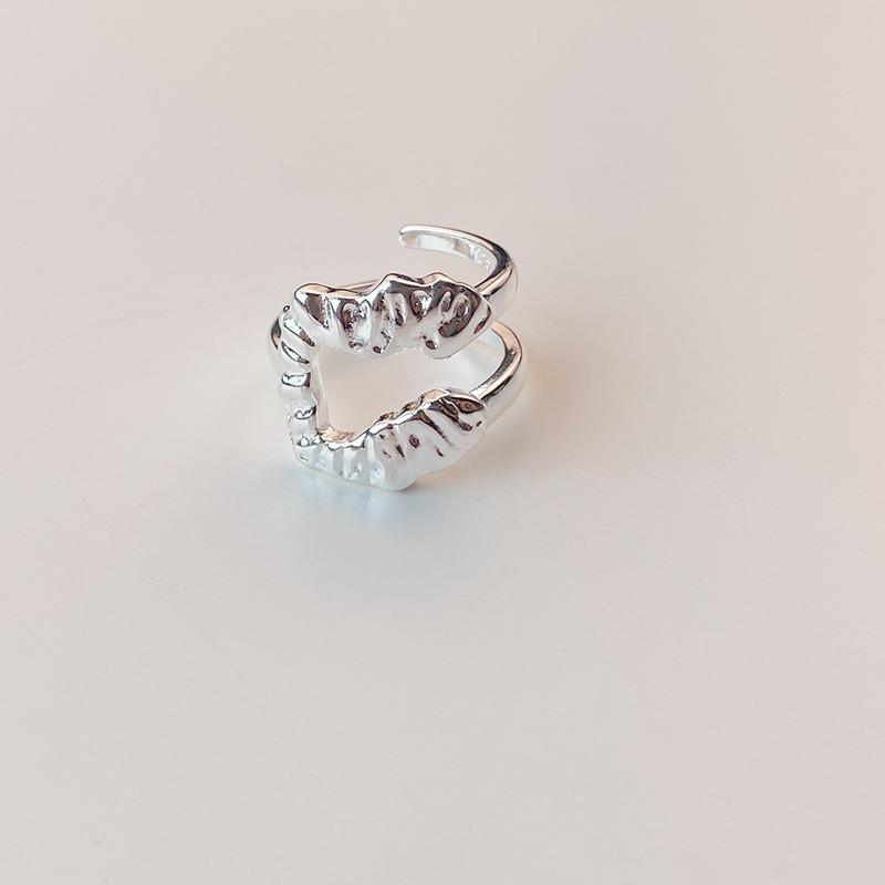 Korean Version Geometric Irregular Ring Retro Fashion Pleated Lava Open Ring Hip Hop Index Finger Ring
