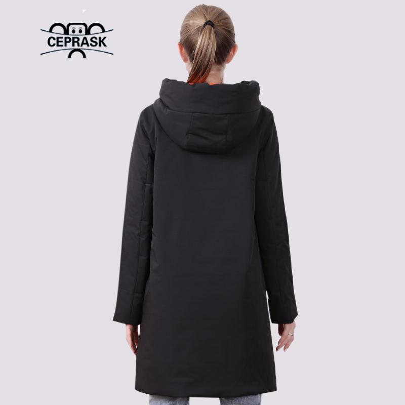 CEPRASK Neue Frühjahr frauen Jacke Lässig Dünne Mode Weiblich Stepp Mantel Herbst Mit Kapuze Lange Parkas Plus Größe Oberbekleidung