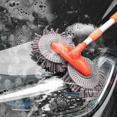 Three-Section Telescopic Car Wash Mop Roof Window Cleaning Maintenance Auto Supplies Double Brush Head Rotating