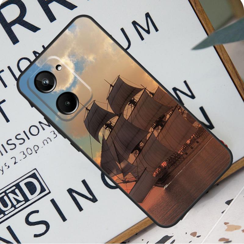 Yacht Sailing Boat Sunset For Realme 12 Pro Plus 9 10 11 GT5 C51 C31 C67 C55 C53 C35 C33 C30 C21Y C25s GT Neo 6 Case
