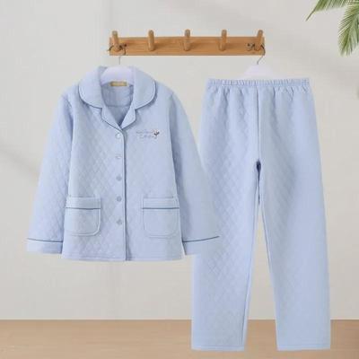 Pigiama da donna invernale in cotone spesso - 100% puro cotone, taglie forti, indossabile in casa e all'aperto