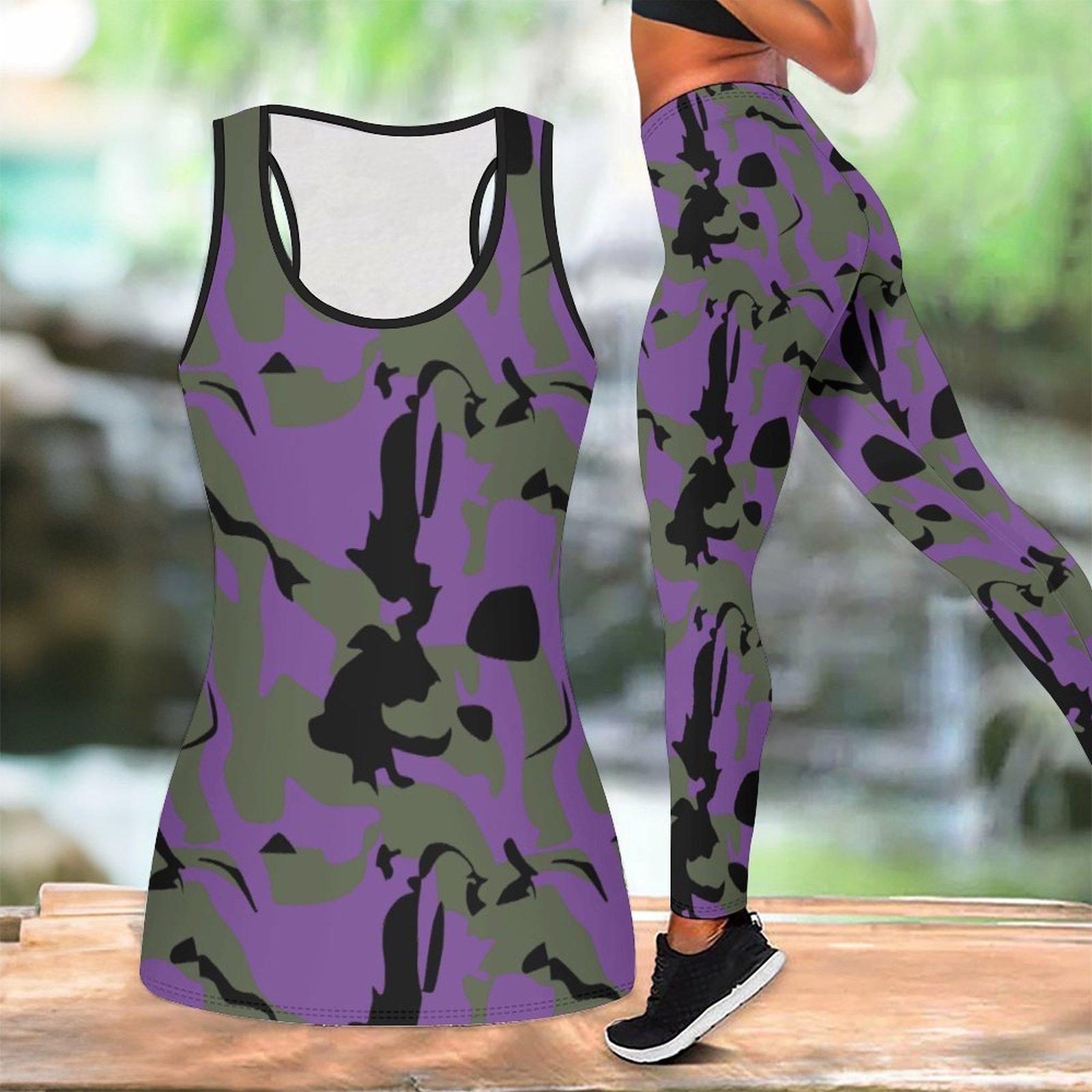 

Leopard Print and Letters Pattern Print Yoga Outfit for Women Fashion Workout Leggings Fitness Sports Casual Yoga Set Sports Suit 8XL зелений