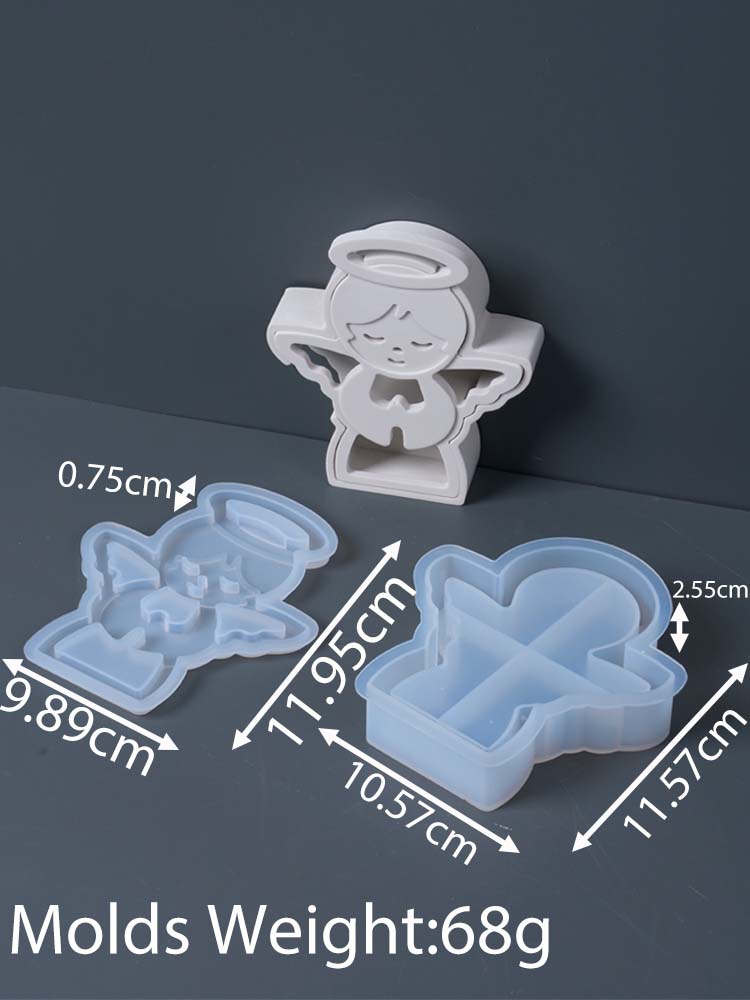 Cute Angel Silhouette Lamp Ornament Mold DIY Gifts Storage Box Silicone Molds For LED Light Plaster Resin Craft Making Tools