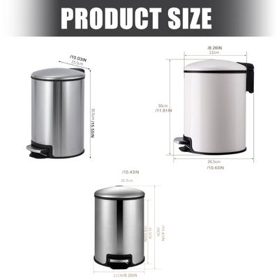 304 Stainless Steel Waste Bin with Slow Close Technology Foot Pedal and 90 Degree Lid Stay for Easy Cleaning