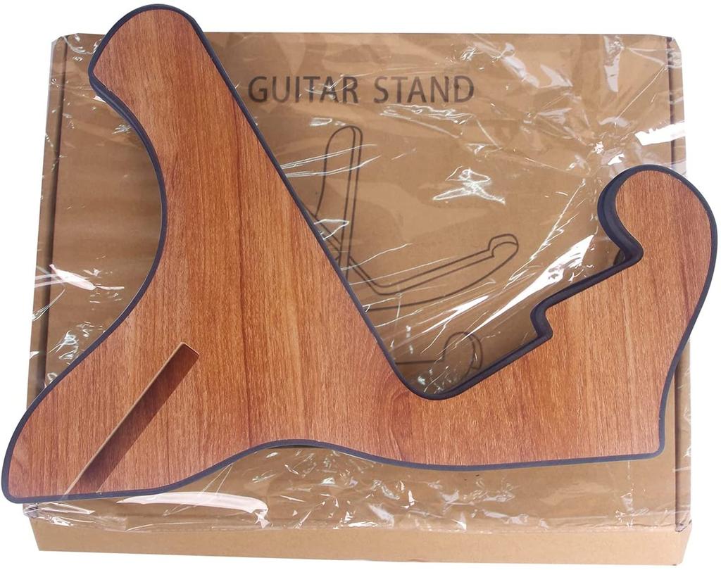 Miwayer Guitar Stand, Thick Wood, Universal 0.12" Soft Leather, Safe, Non-Slip, Portable, with Strings, Wooden Guitar Rack for Acoustic, Classical,