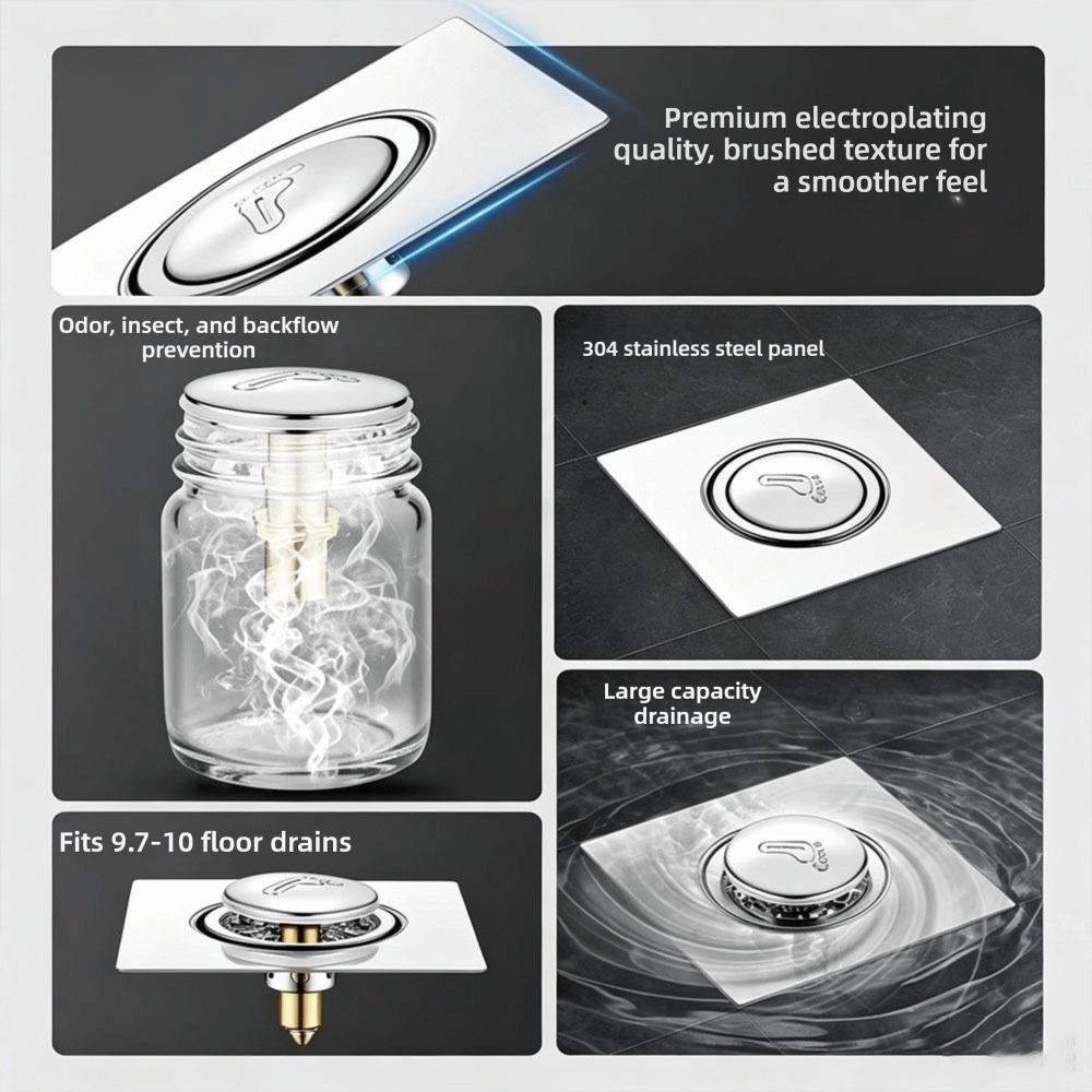 Stainless Steel Floor Drain Cover Foot Press Floor Drain Stopper Bathroom Drainage