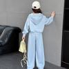 Zestaw Ubrań dla Dziewczynek Nastolatek Bluza z Kapturem Jednolity Top i Spodnie 2szt Dziecięce Bluzy Modne Dresy