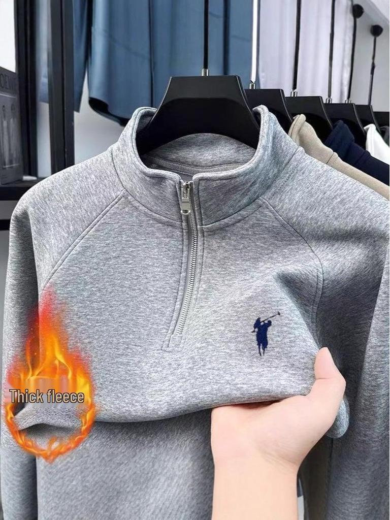 Herren Freizeit-Baumwoll-Hoodie mit halbem Reißverschluss und Stehkragen, Hochwertiges Gefühl, Herbst-/Winterkollektion