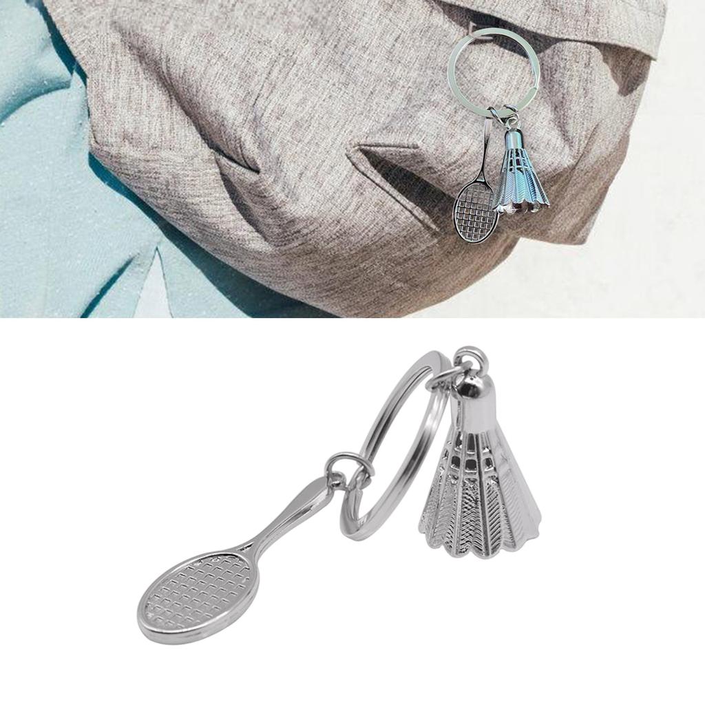 6 Pcs Badminton Keychain Shuttlecock Keying Pendant Car Key Chain Badminton Racket Hanging Ornaments Bag Decorations