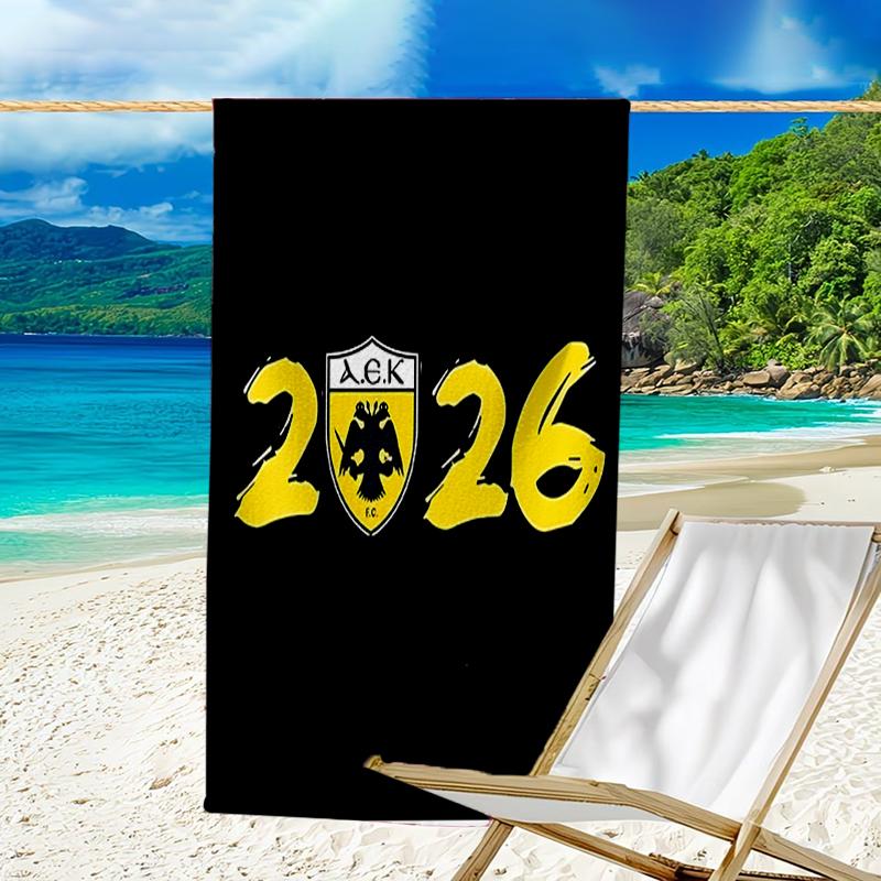 Beach Towel with AEK FC LOGO Pattern - Soft,absorbent,machine Washable Lightweight&Modern,swimming,Travel Essentials
