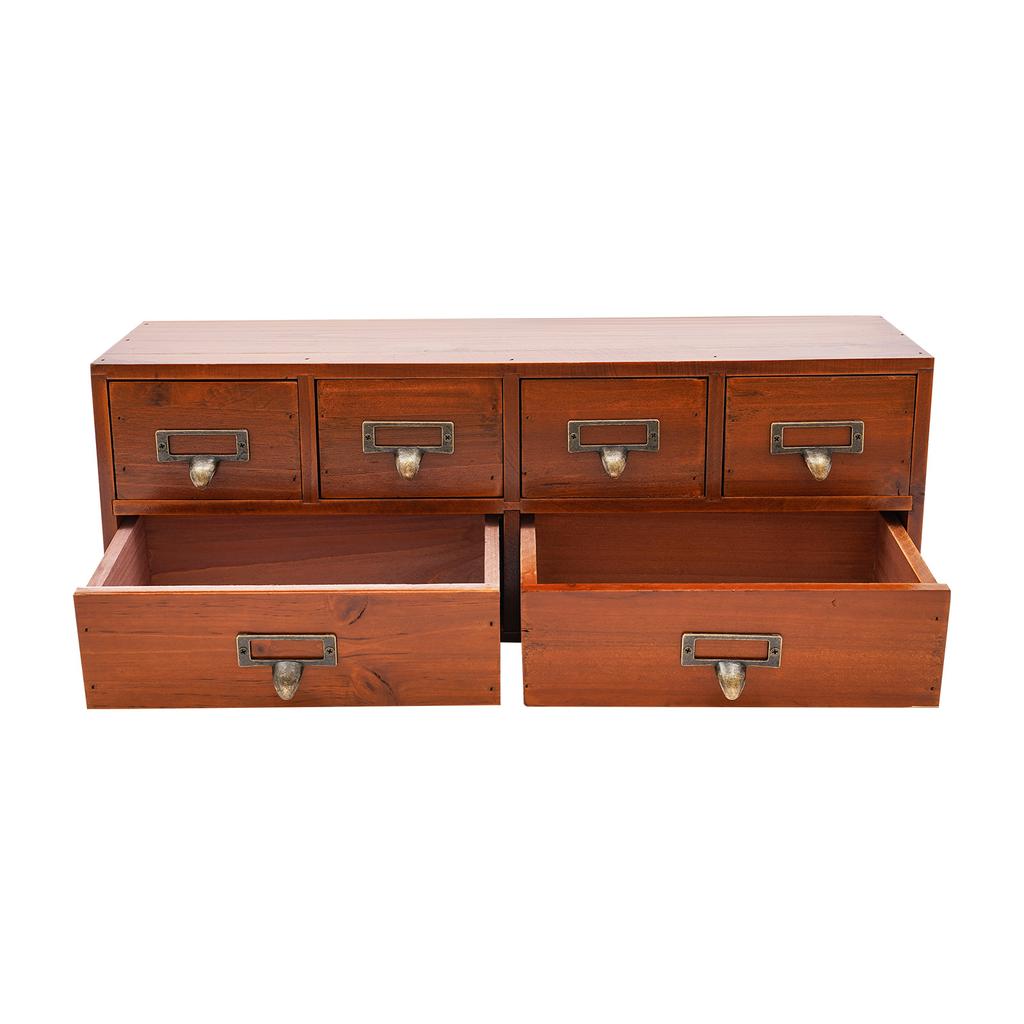 Vintage 6-Drawer Storage Cabinet,Retro Brown Wooden Organizer with Label Slots for Office,Study,Bedroom,Craft & Makeup Storage