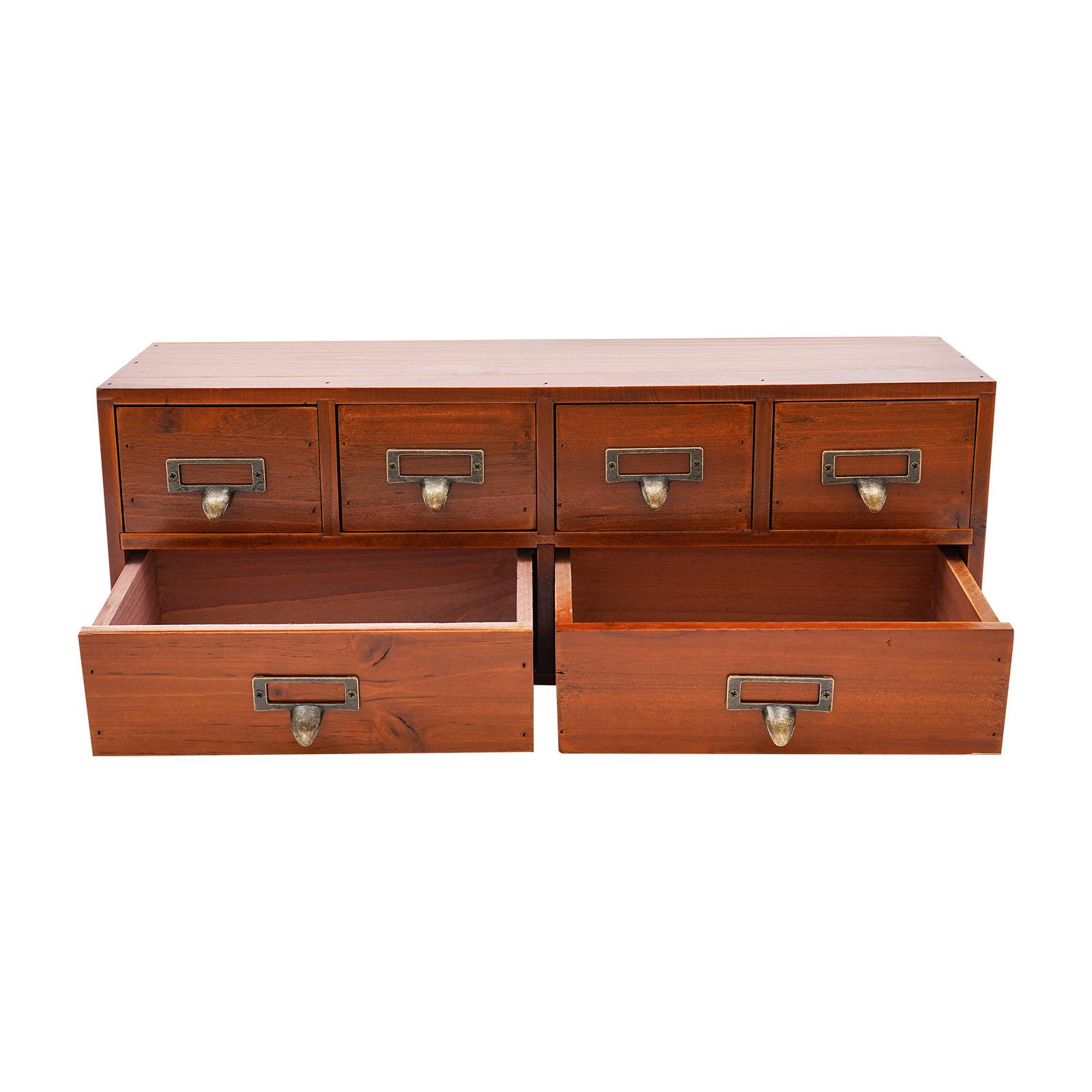 

Vintage 6-Drawer Storage Cabinet,Retro Brown Wooden Organizer with Label Slots for Office,Study,Bedroom,Craft & Makeup Storage коричневый