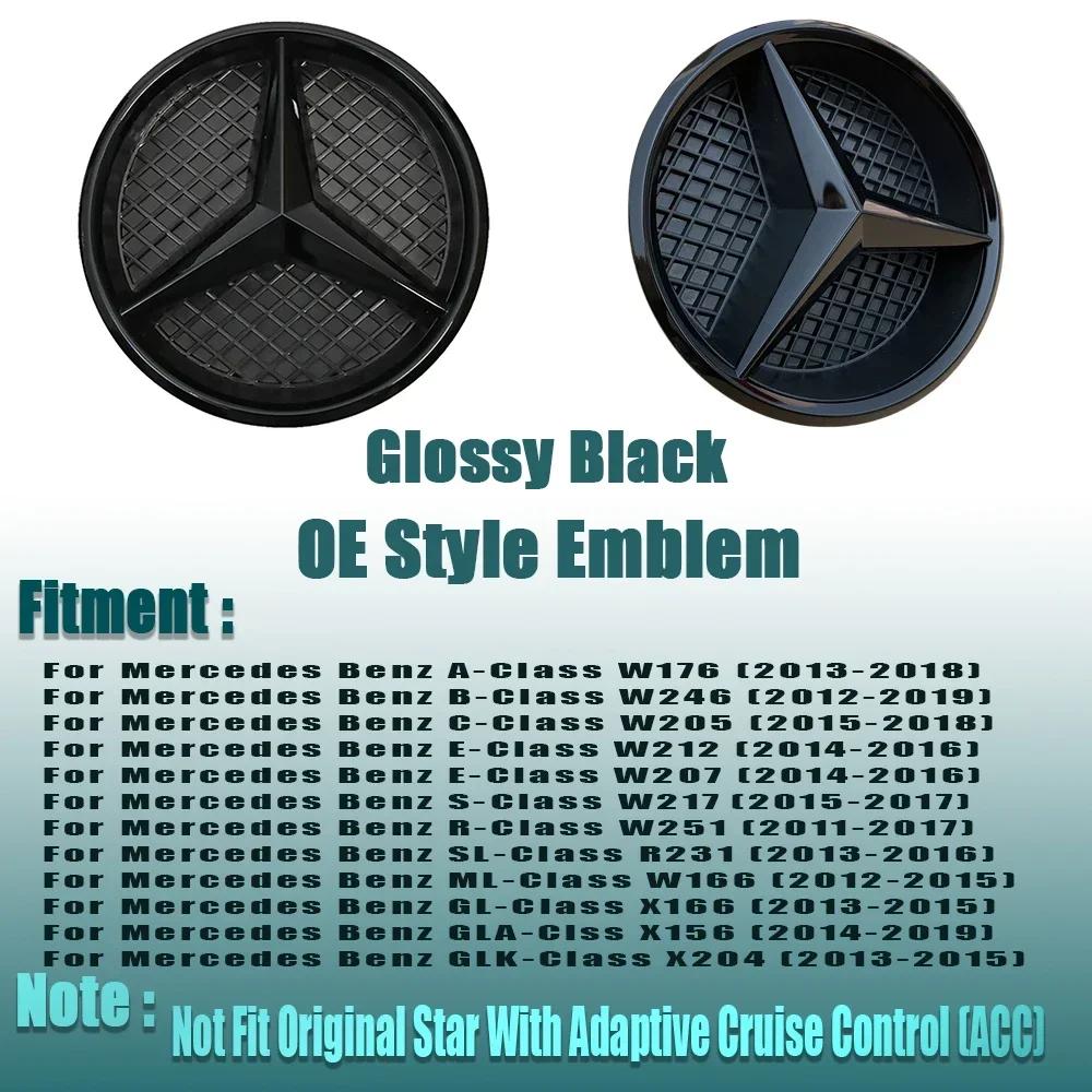 

C200 E200 For Mercedes Benz Silver Border 3D Mirror Emblem For Mercedes Benz A W176 B W246 C W205 Class Matte Black OE Style Fro