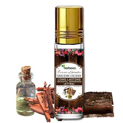 Herbexo Pure Oud Attar - Ulei de parfum | Parfumuri Majestic de lungă durată | Esență de lemn natural de Oud | Aromă luxoasă și divină