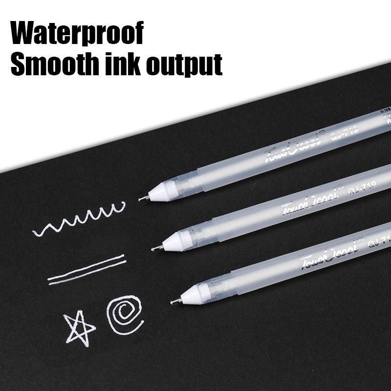 3/5Pcs White Gel Pen 0.8mm Highlight Marker Pen Black Cardboard Manga Painting Pen Art Sketch Drawing Stationery