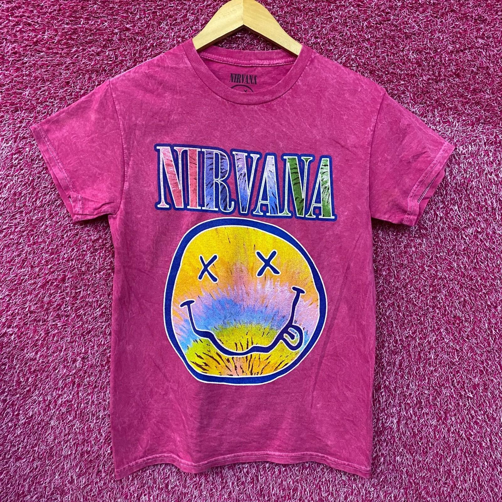 Nirvana Nevermind Tour Watercolor Smiley Grunge Band Tee S S