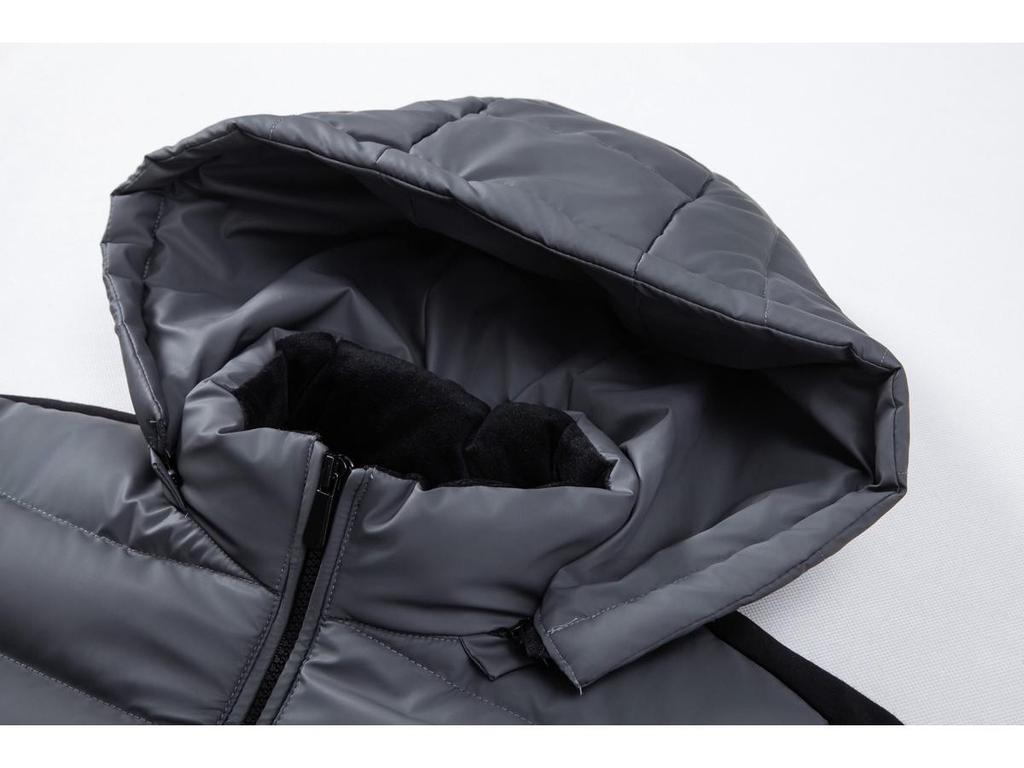 Men's Hooded Cotton Padded Jacket - Stand Collar, Patchwork, Warm Winter Casual Sport Jacket