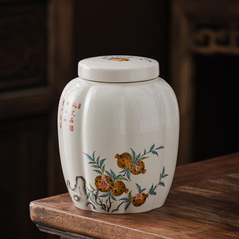 Creative Ink Landscape Pattern Ceramic Tea Caddy with Lid Sealed Moisture-proof Storage Jar Countertop Crafts Decoration Jar