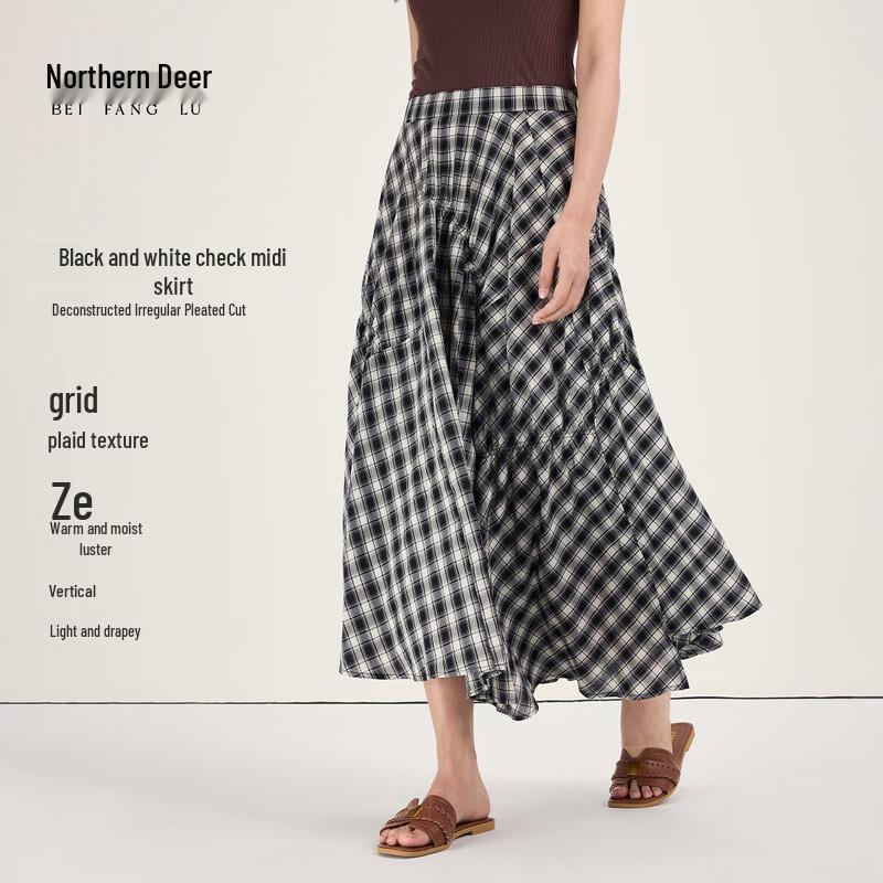 Northern Deer Breathable Lyocell French Plaid A-Line Skirt XL