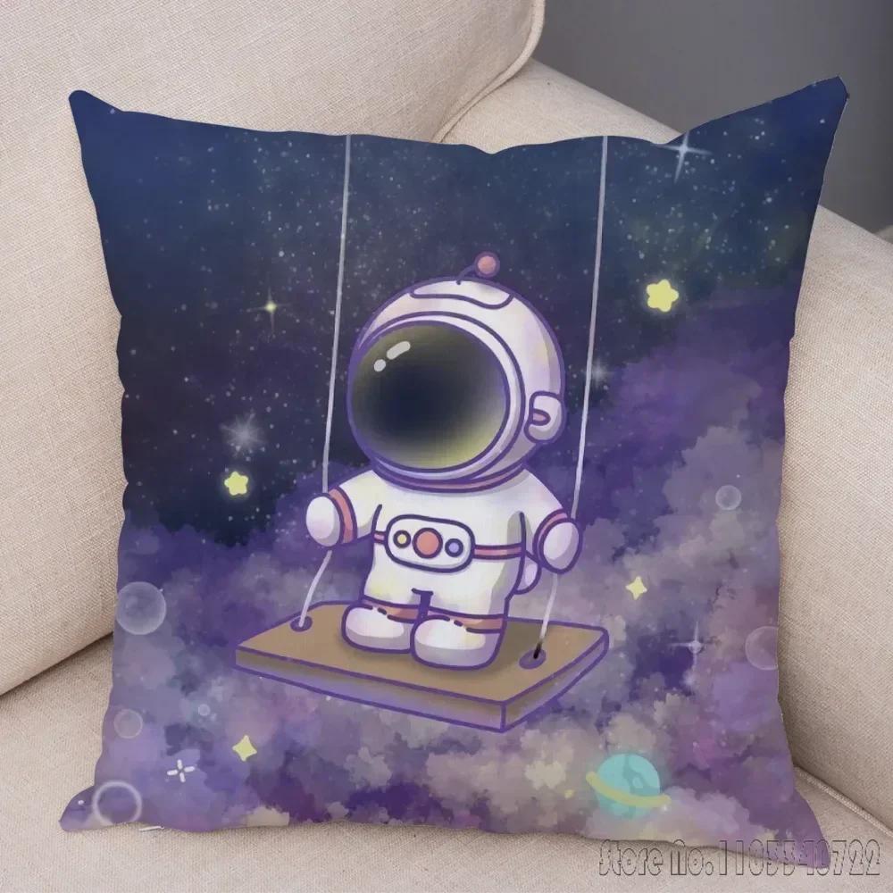 Anime Cartoon Astronauts Cosmic Sky Cushion Cover Plush Pillowcase Pillow Case Shams Party Sofa Home Decor 45x45cm Kids Gift