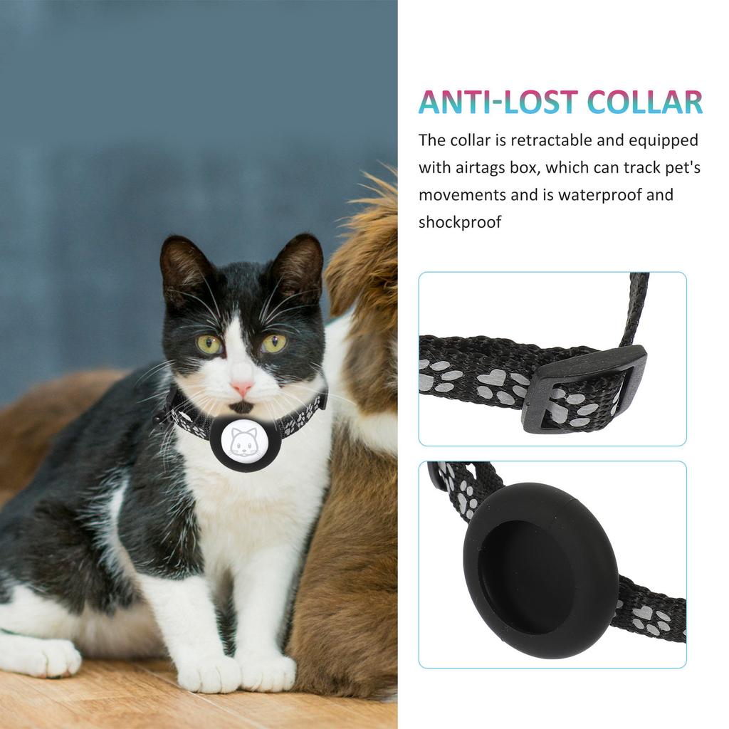 Anti-Lost Tracer Cat Collar Adjustable Waterproof Tracker Case Bell Reflective Lightweight Nylon Pet Collar for Cats and Small