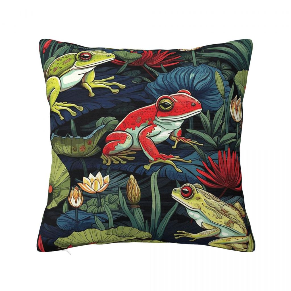 Seamless Pattern With Asian Tree Frogs Square Pillowcase Cushion Cover Pillow Case Throw Pillow Cover for Home Sofa Living Room