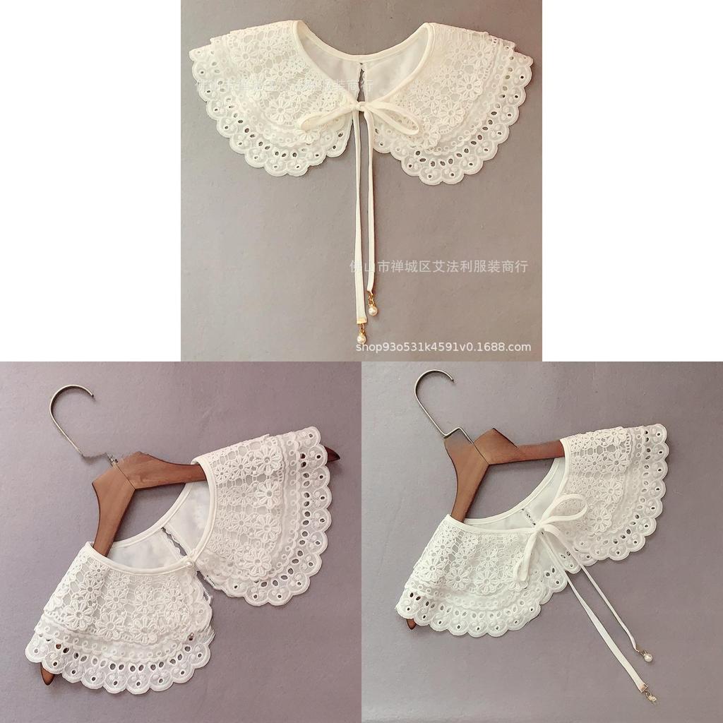 Polyester Lace Decorated Faux Collar With Embroidery For Casual Adult Clothing