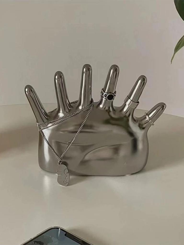 Ceramic Finger Hand Jewelry Display Stand for Rings and Ornaments, Creative Palm Decorative Prop In Ins Style
