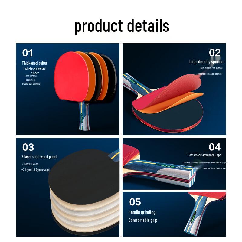 Deli Anglenette FH254 4-Star Shakehand Table Tennis Bat