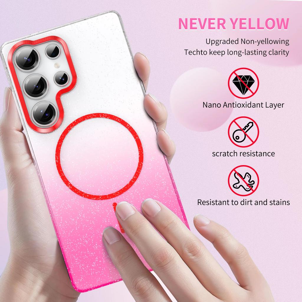 Błyszczące etui Magsafe do ładowania bezprzewodowego Dla Samsung Galaxy A05 A06 A13 A14 A15 A16 A24 A25 A26 A32 A33 A35 A52 Luksusowe etui