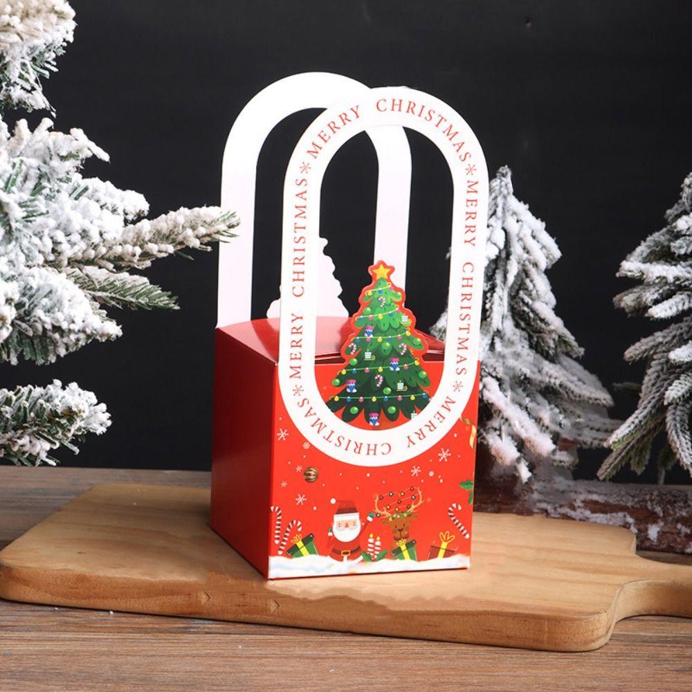 10pcs Cute Christmas Gift Box Paper Xmas Eve Packaging Bag Christmas Fruit Packaging Box  Birthday
