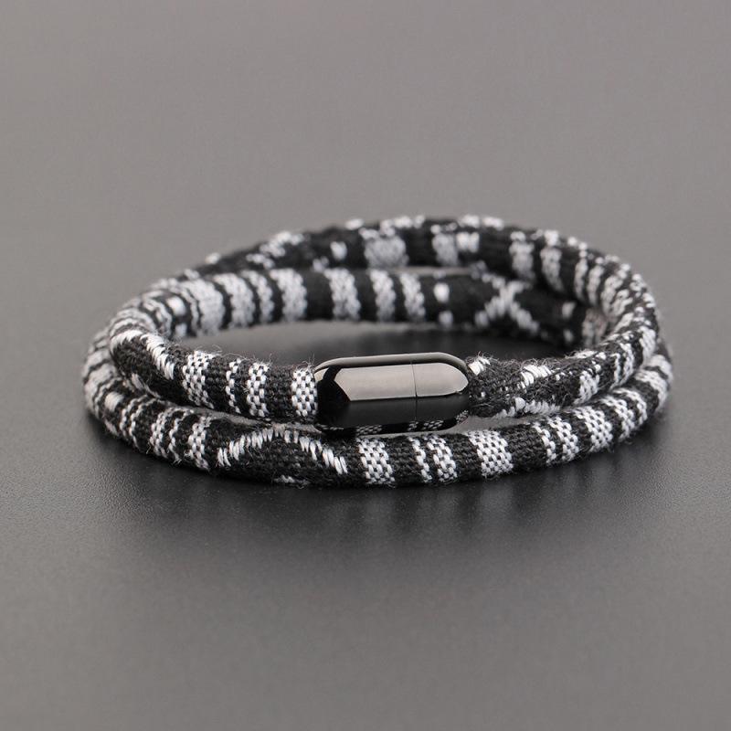 Men's Ethnic Fabric Magnetic Buckle Bracelet - Available in Various Colors