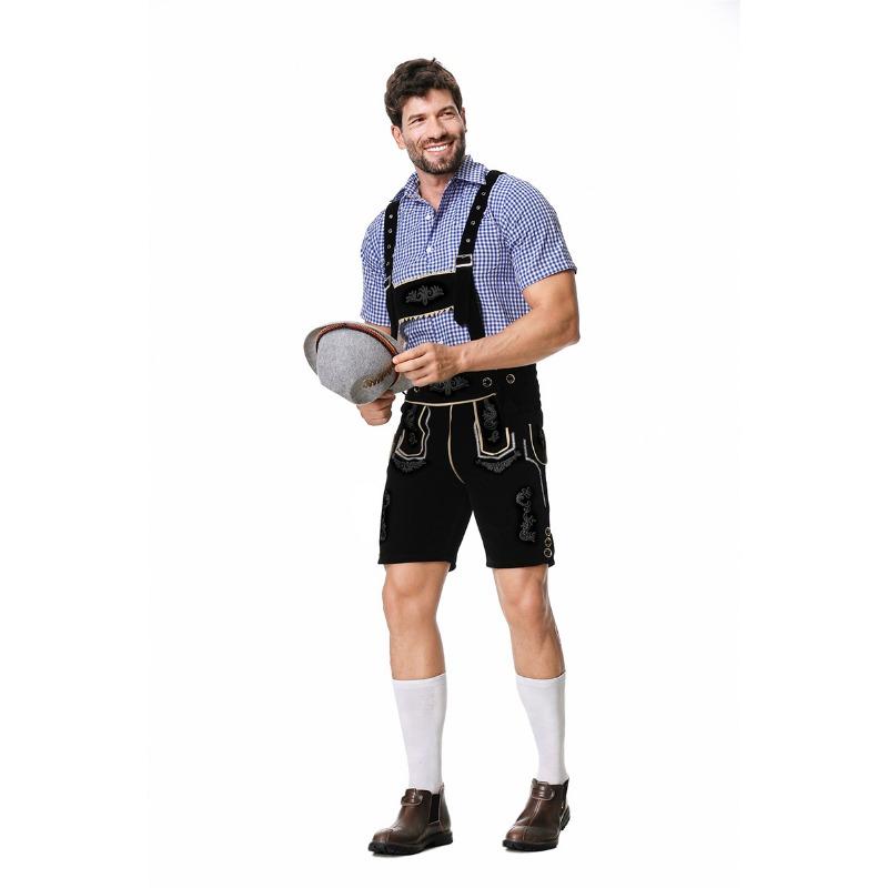 New Parent-child Checkered Beer Suit Suspender Pants Munich Oktoberfest Suit Bar Overalls