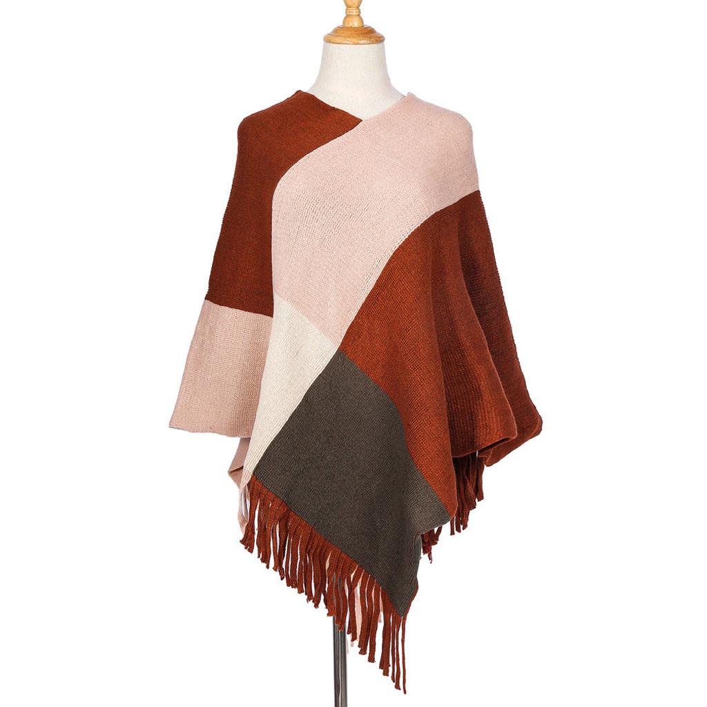 Women Long Tassel Winter Wool Blend Soft Warm Scarf Wrap Shawl Plaid Scarf