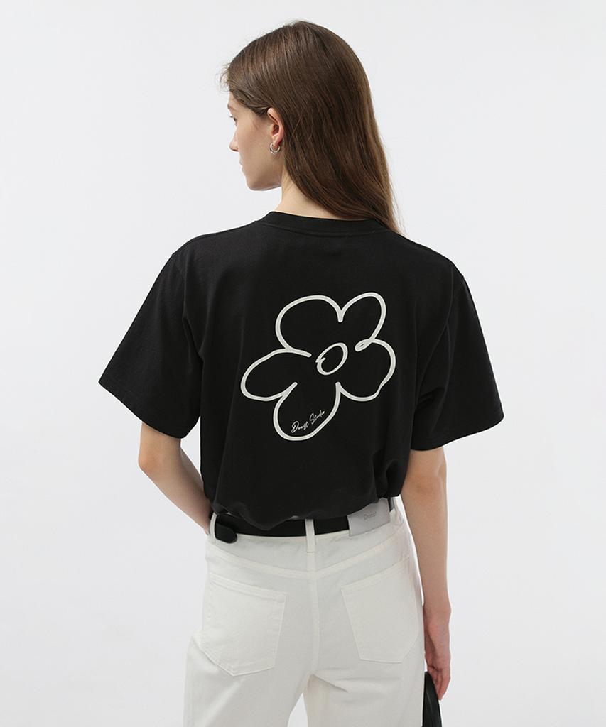 Deonseuteu Unisex Drawing Bloom Logo T-Shirt_Udts5B130_Black