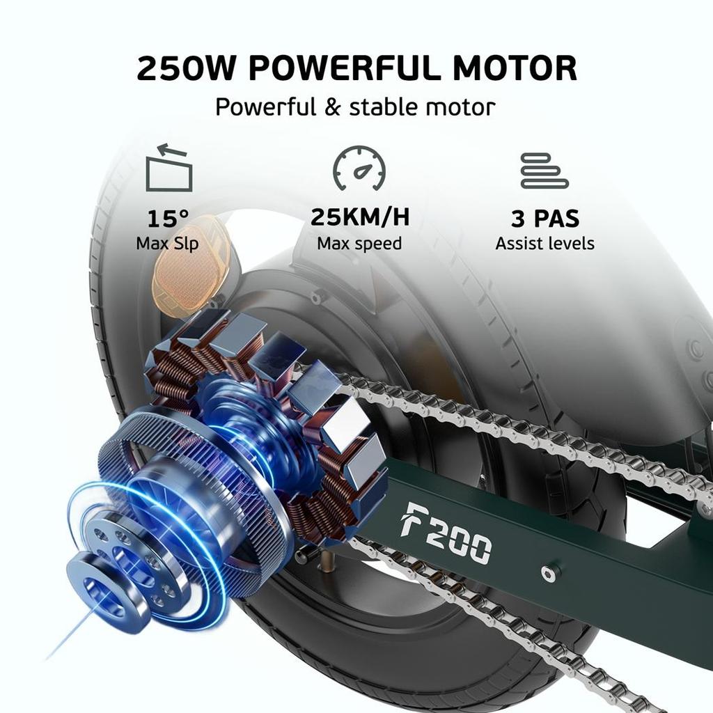 Electric Bike Foldable ESKUTE F200 250W Motor Top Speed 25Km/h 36V 7.8AH Range 50Km Load 120Kg