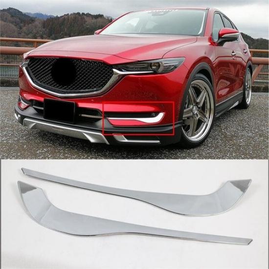 Front Fog Light Lower Stripe Cover Trim For 2017- Mazda CX-5 CX5 ABS Chrome