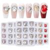 Nail Art Rhinestone Set: Heart, Rectangle, Octagon, Square, and Metal Irregular Stacked Designs - 12 Pieces